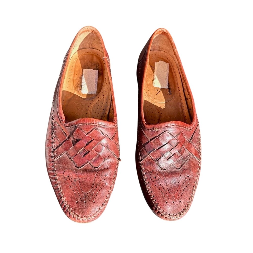 Vintage Santoni‎ Vero Cuoio Men's Leather Loafers Size 7 Brown